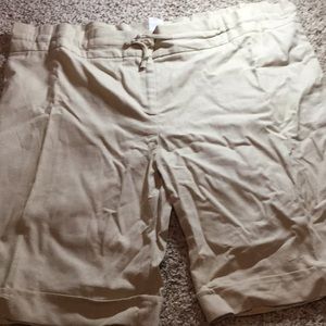 Khaki Linen Bermuda Shorts